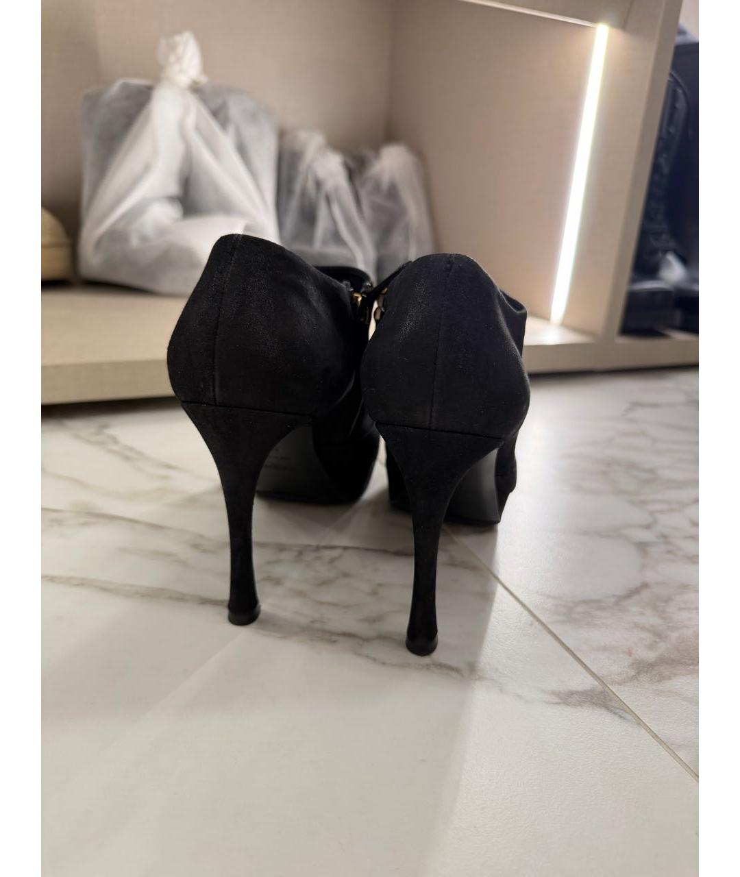 SAINT LAURENT Черные нубуковые ботильоны, фото 4