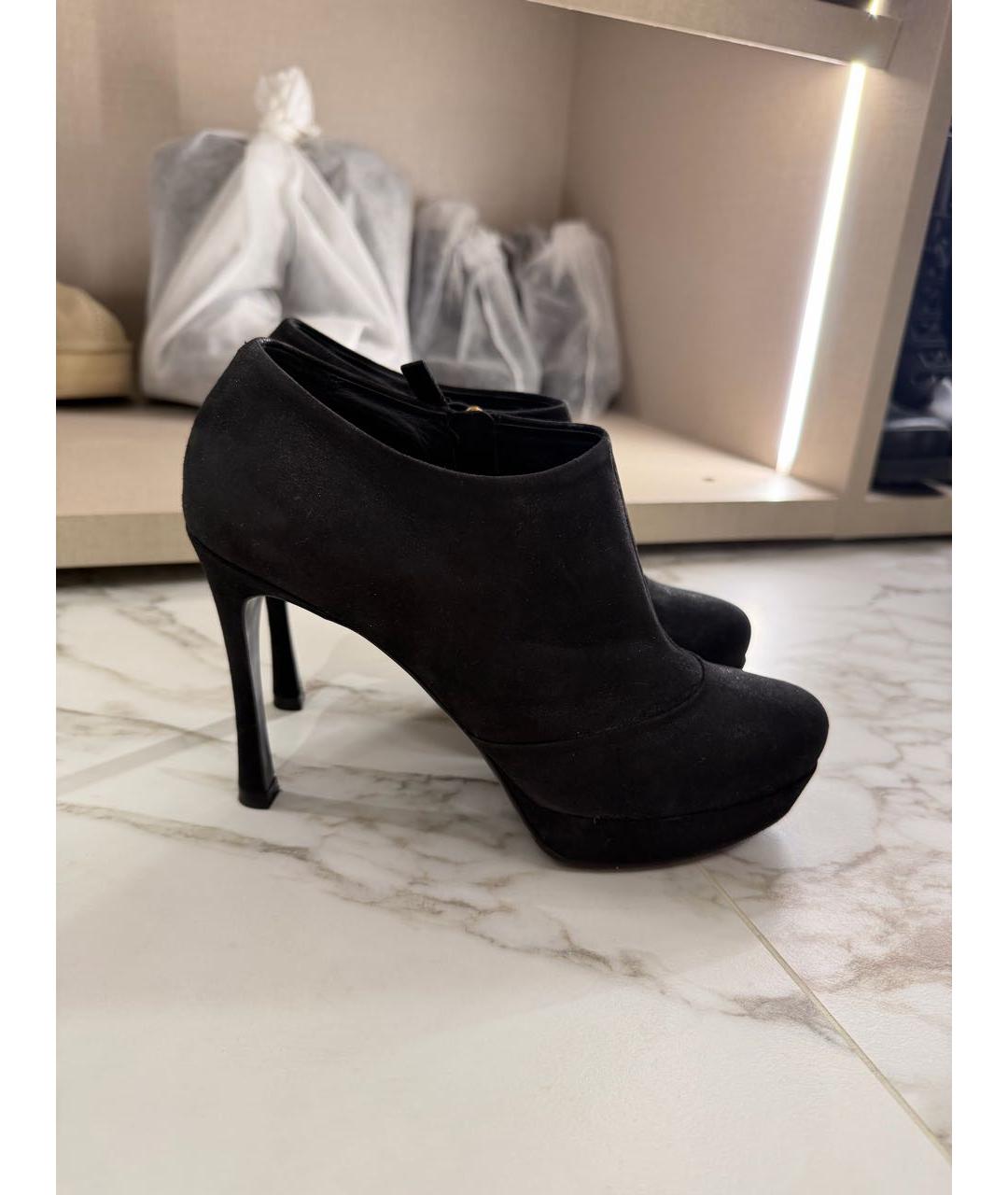 SAINT LAURENT Черные нубуковые ботильоны, фото 5