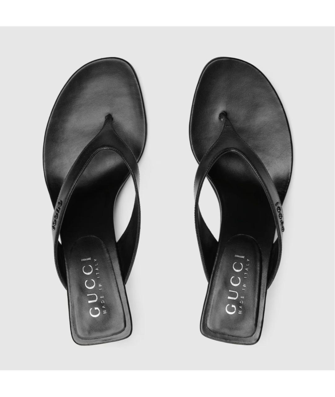 GUCCI Черные кожаные босоножки, фото 6