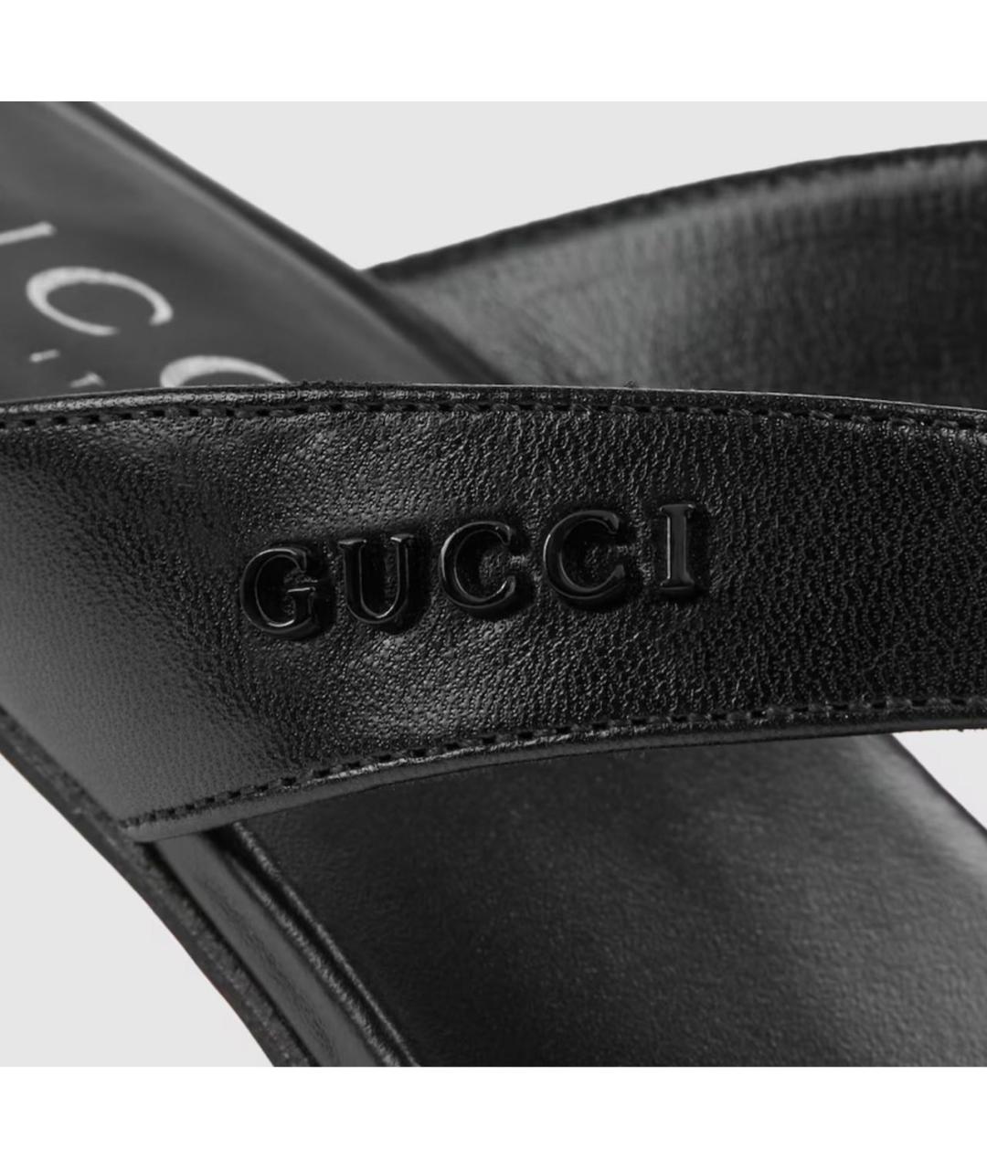 GUCCI Черные кожаные босоножки, фото 4