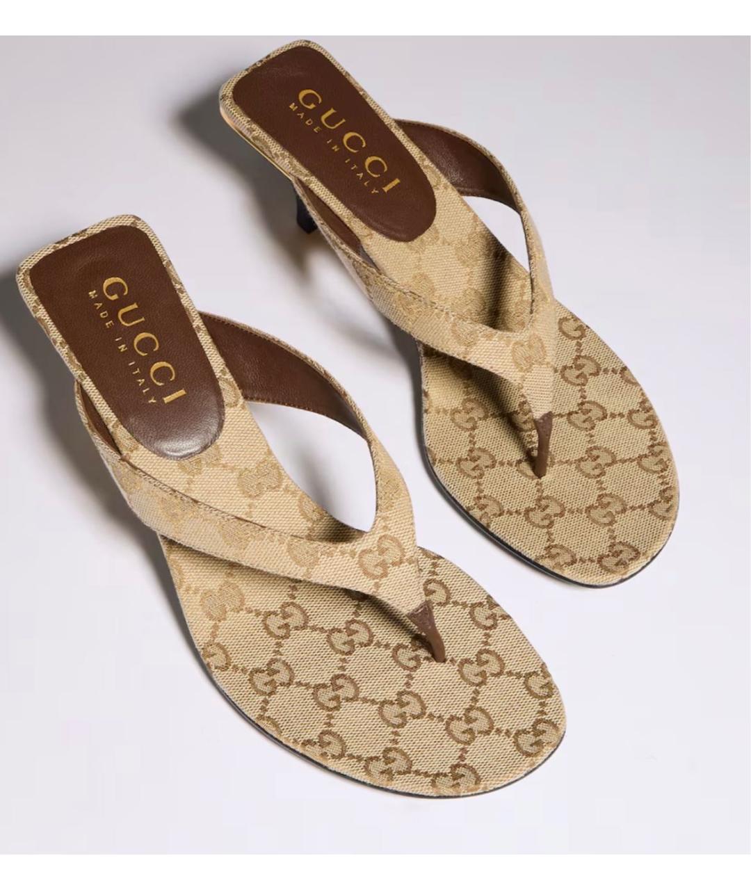 GUCCI Бежевые босоножки, фото 3