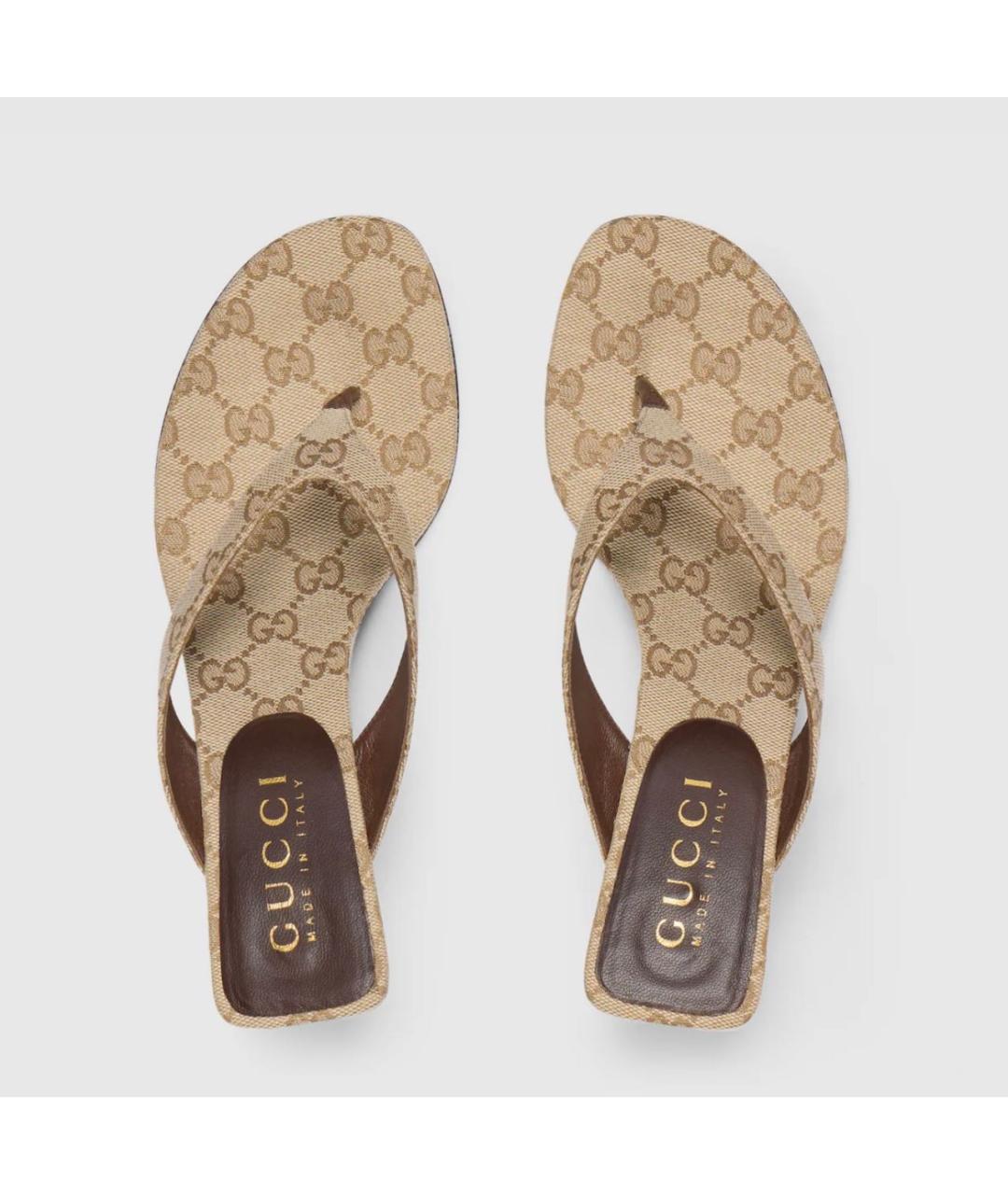 GUCCI Бежевые босоножки, фото 4