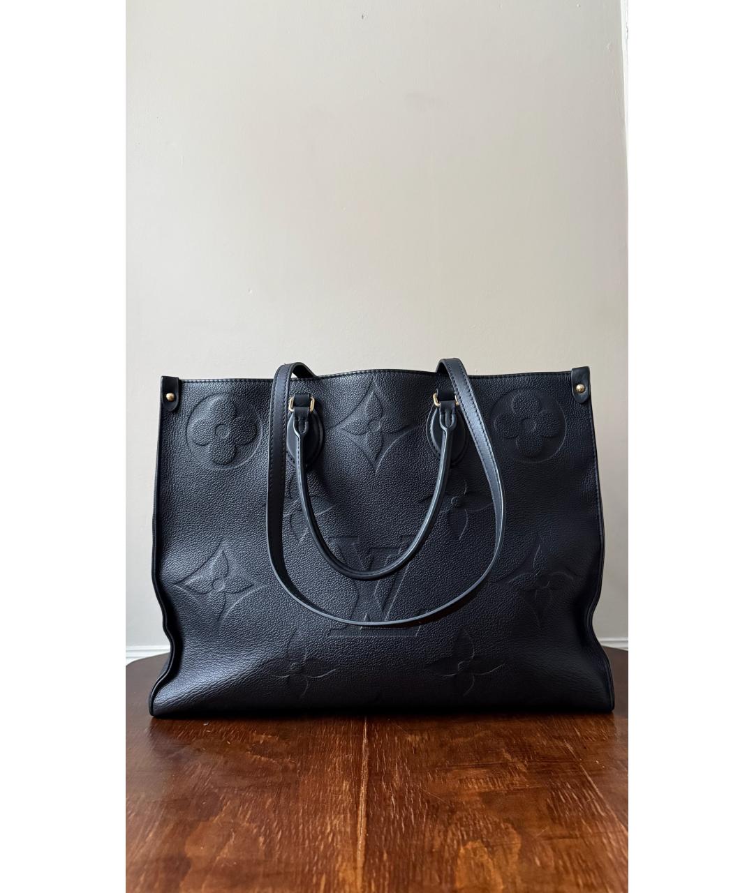 LOUIS VUITTON Черная кожаная сумка тоут, фото 6