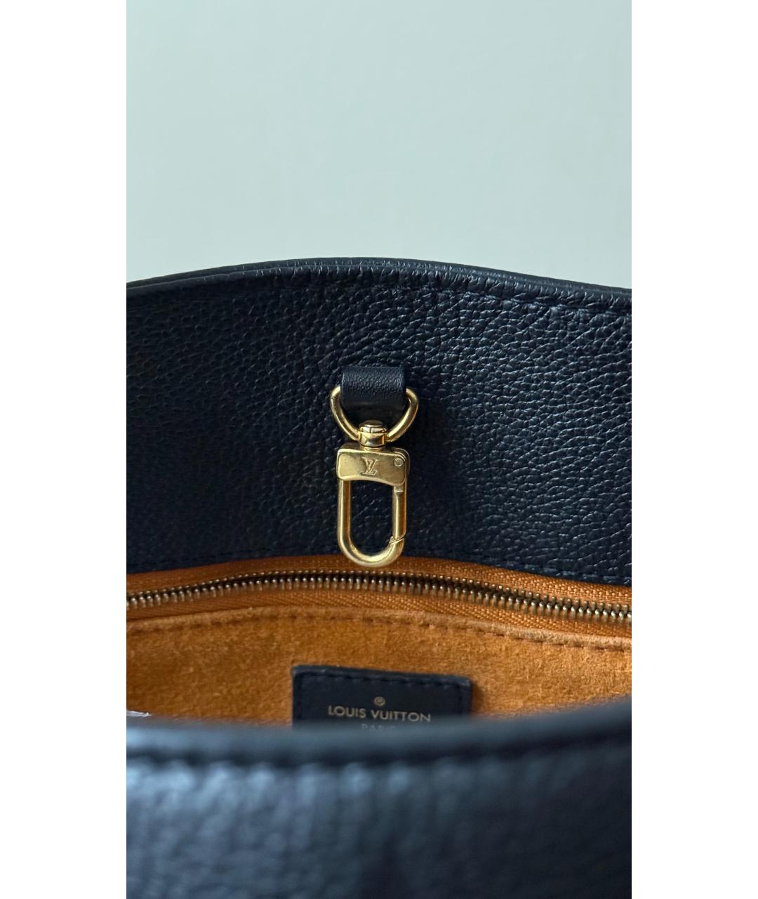 LOUIS VUITTON Черная кожаная сумка тоут, фото 5