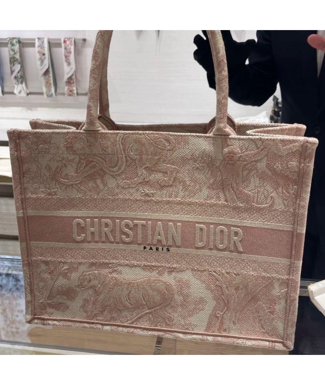 CHRISTIAN DIOR Розовая жаккардовая сумка тоут, фото 4