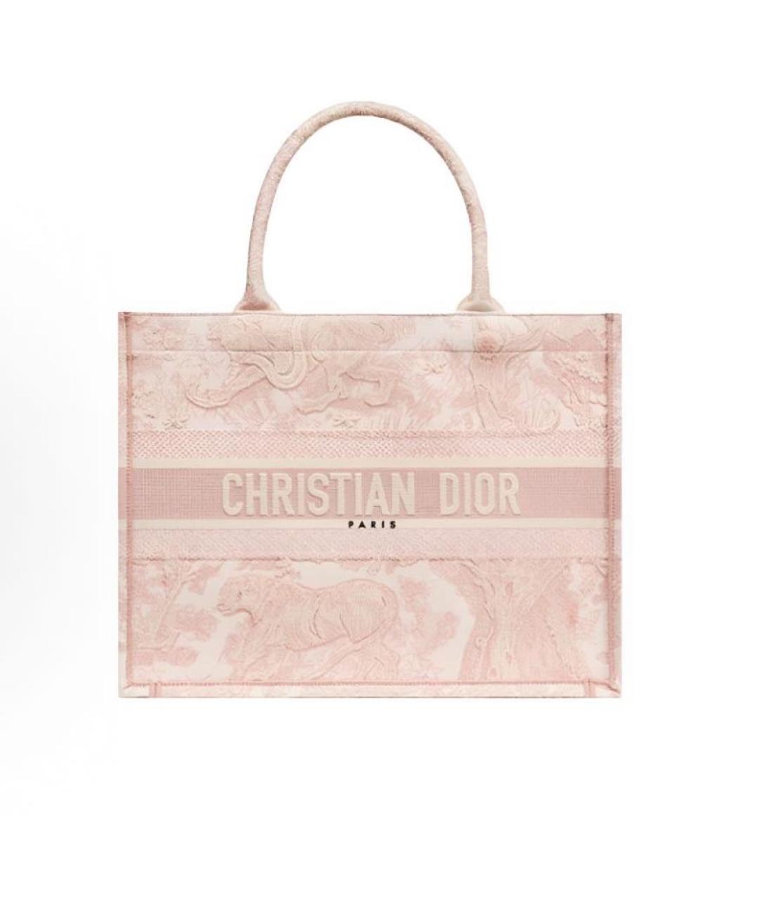 CHRISTIAN DIOR Розовая жаккардовая сумка тоут, фото 5