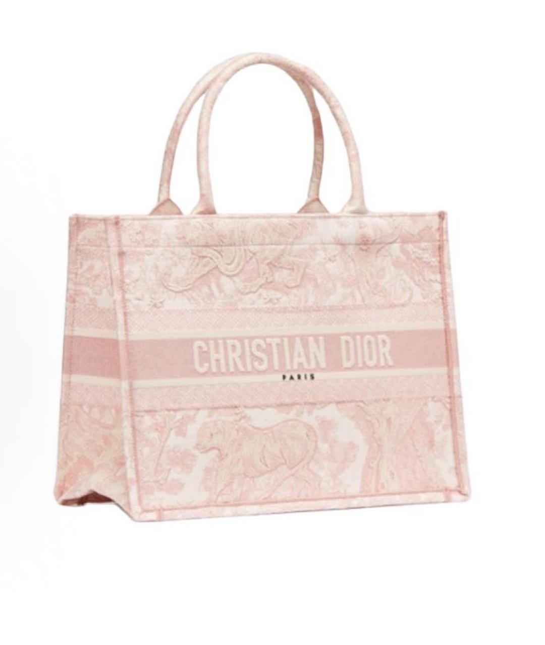 CHRISTIAN DIOR Розовая жаккардовая сумка тоут, фото 2