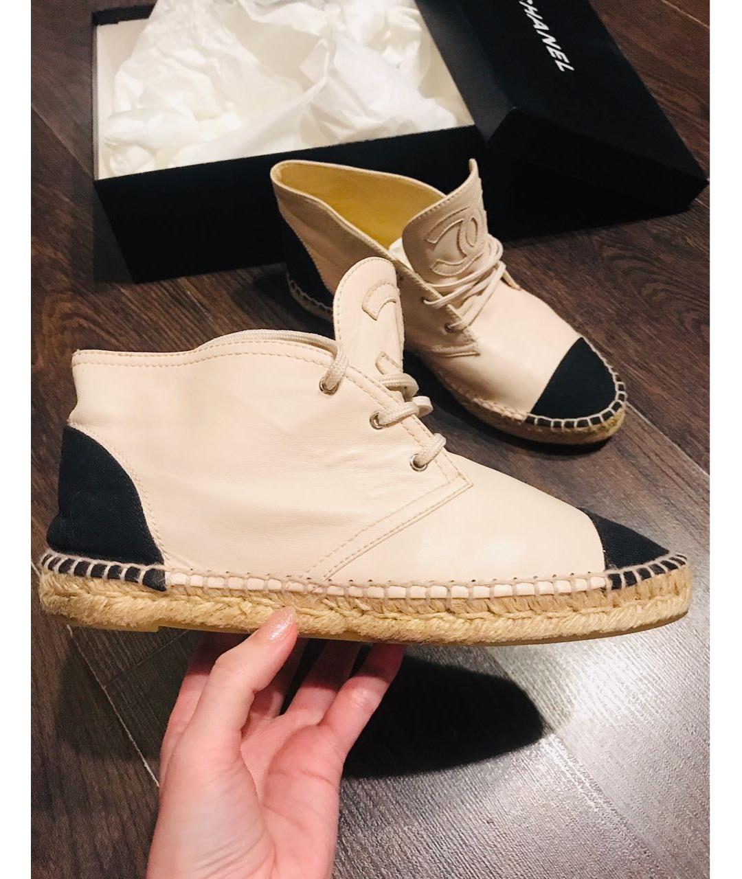 CHANEL Бежевые кожаные эспадрильи, фото 9