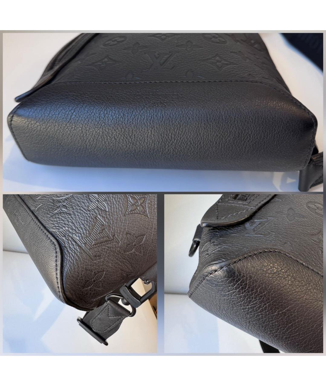 LOUIS VUITTON Черная кожаная сумка на плечо, фото 6