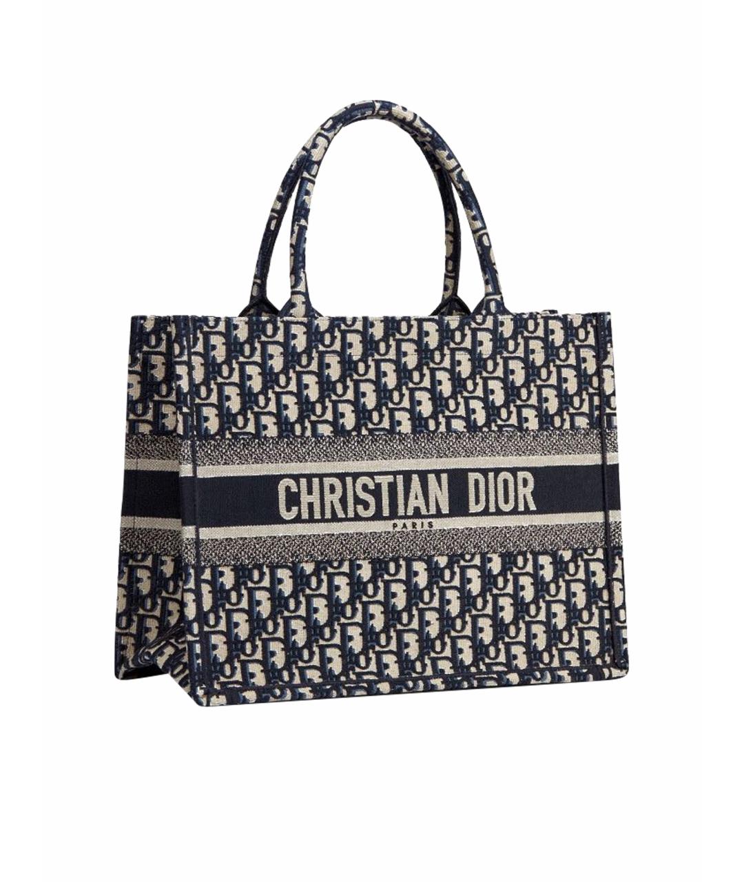 CHRISTIAN DIOR Темно-синяя жаккардовая сумка тоут, фото 1