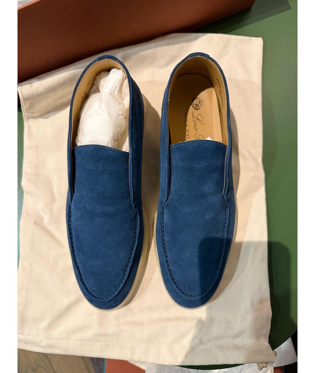 LORO PIANA Темно-синие замшевые ботинки, фото 3