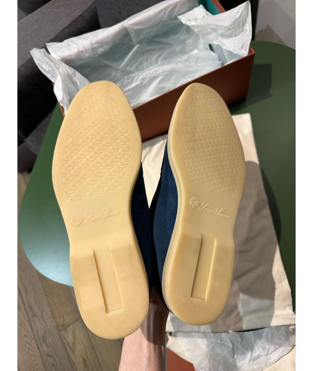 LORO PIANA Темно-синие замшевые ботинки, фото 6