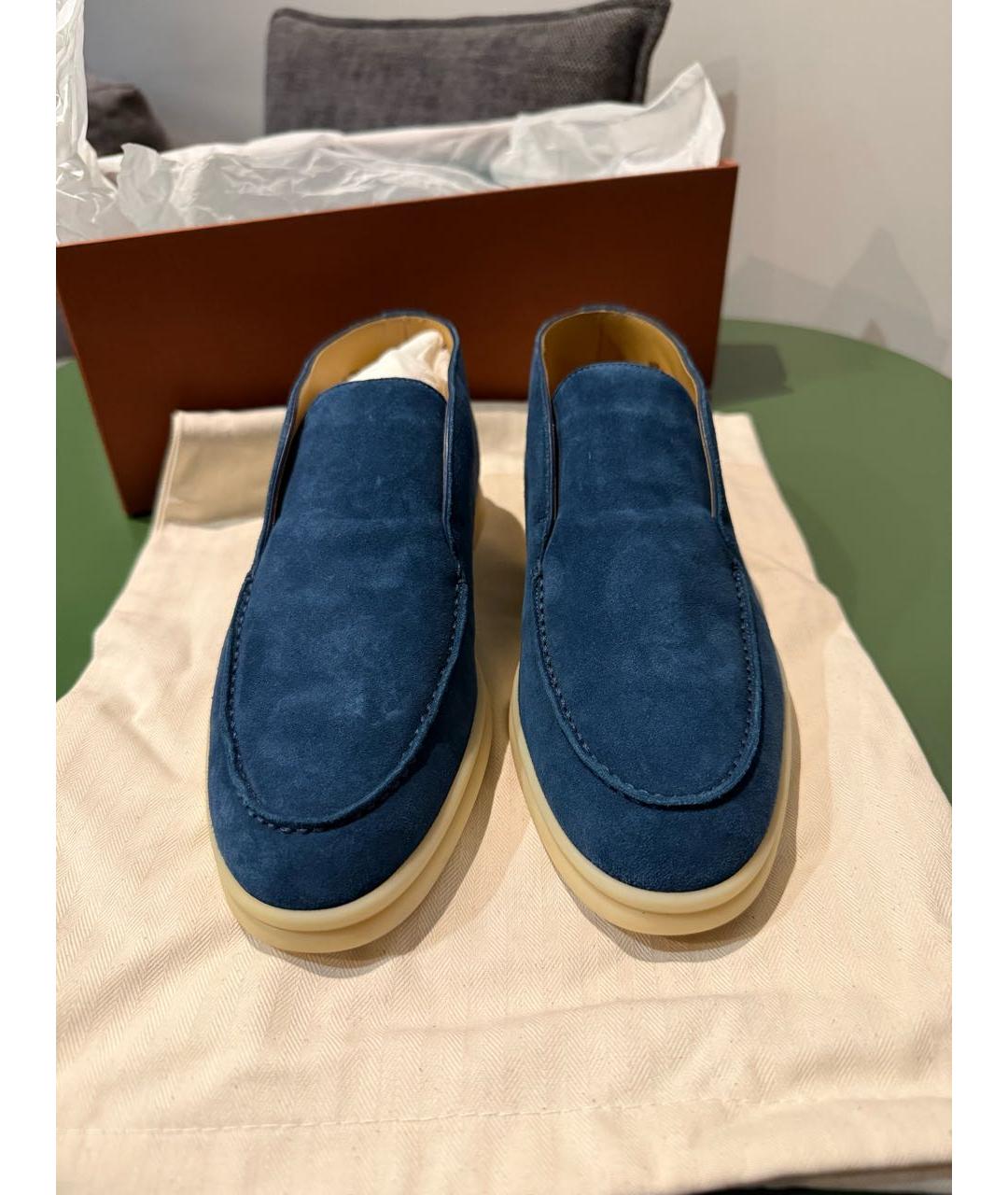 LORO PIANA Темно-синие замшевые ботинки, фото 2