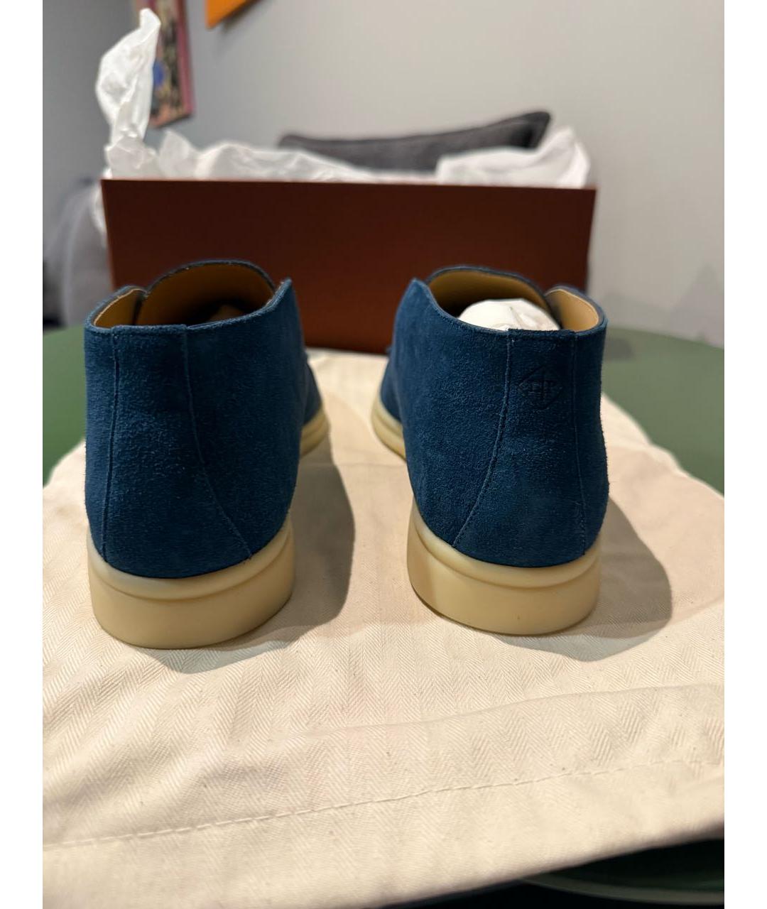 LORO PIANA Темно-синие замшевые ботинки, фото 4
