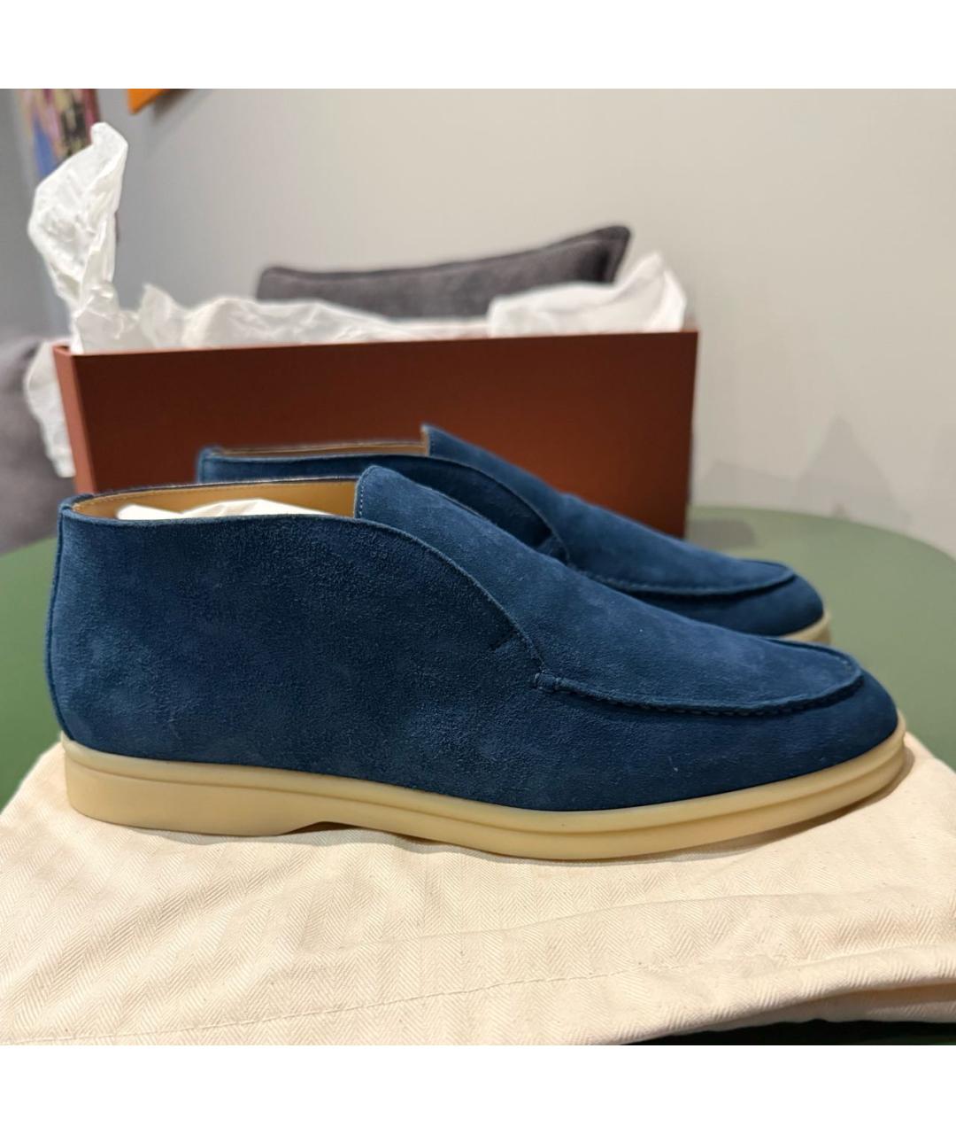 LORO PIANA Темно-синие замшевые ботинки, фото 7