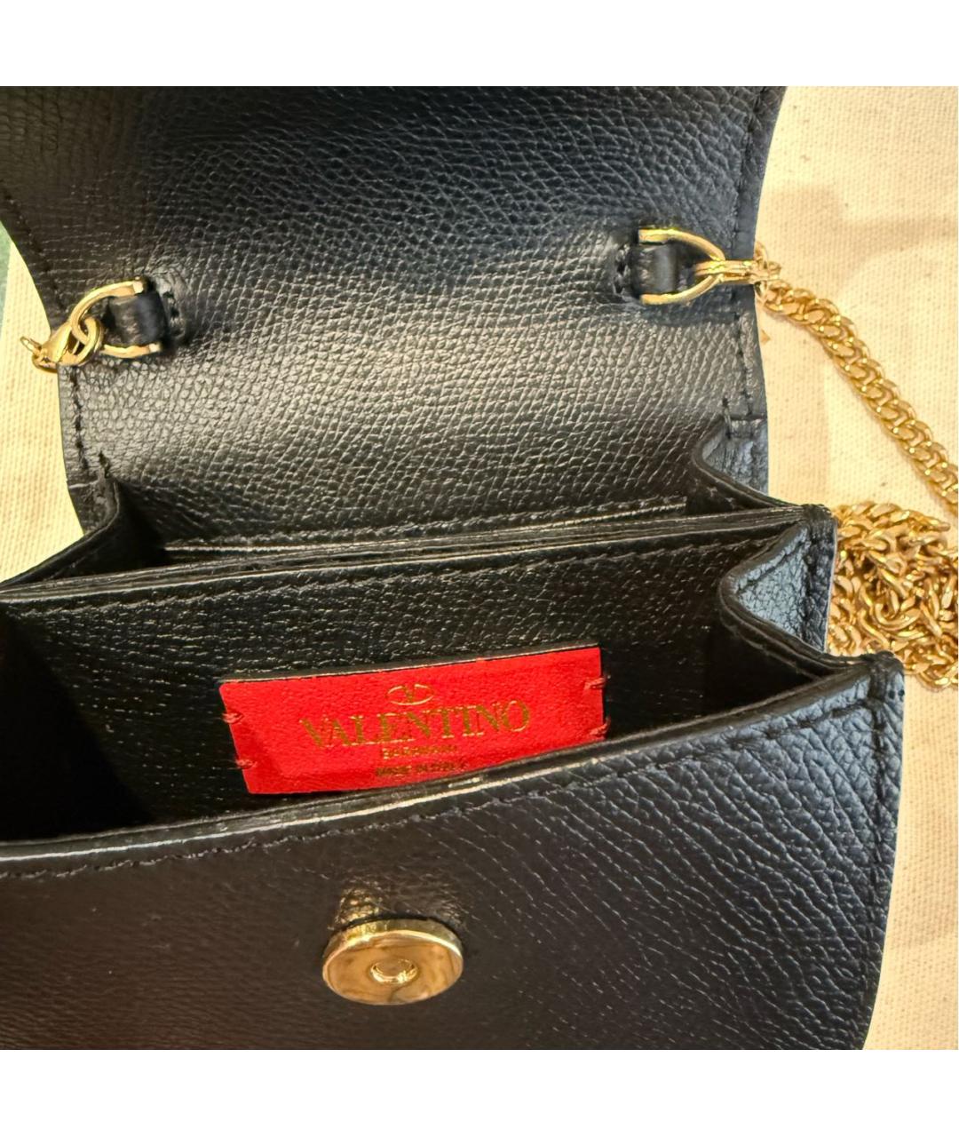 VALENTINO Черная кожаная сумка через плечо, фото 4