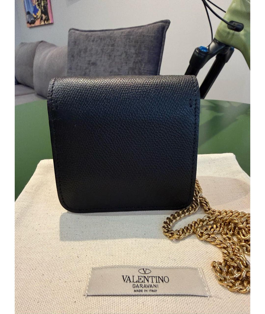 VALENTINO Черная кожаная сумка через плечо, фото 3