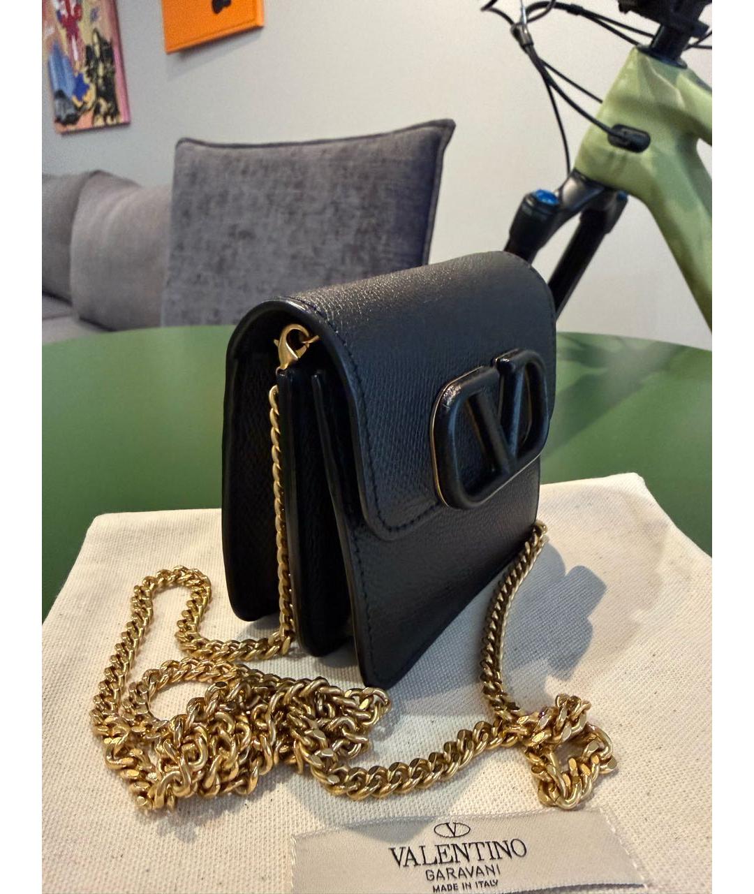 VALENTINO Черная кожаная сумка через плечо, фото 2