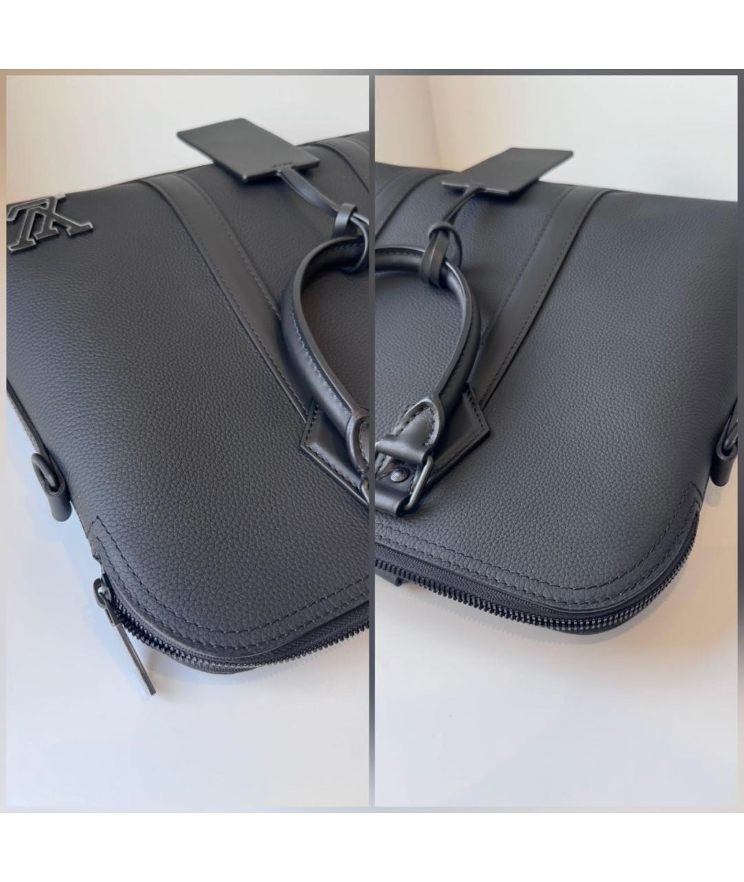 LOUIS VUITTON Черный кожаный портфель, фото 5