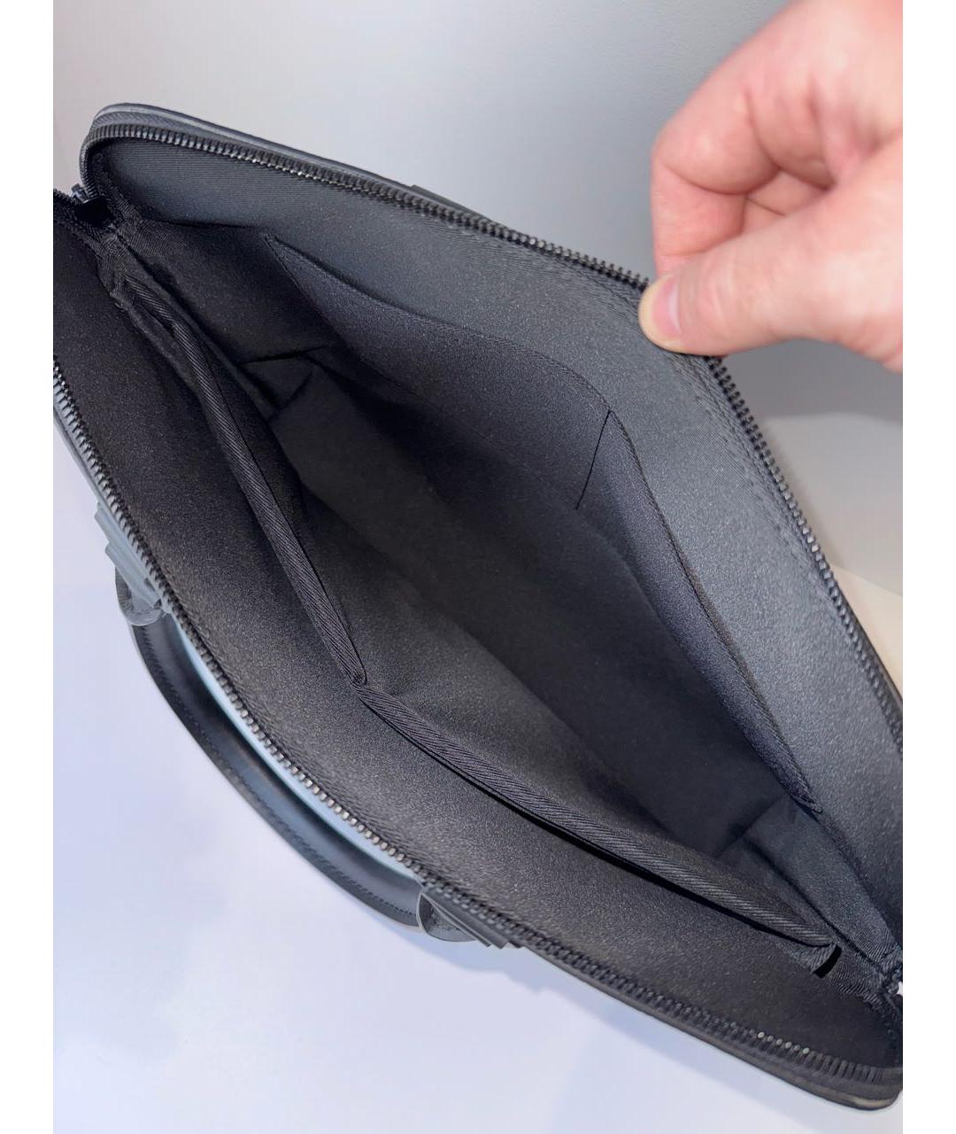 LOUIS VUITTON Черный кожаный портфель, фото 8