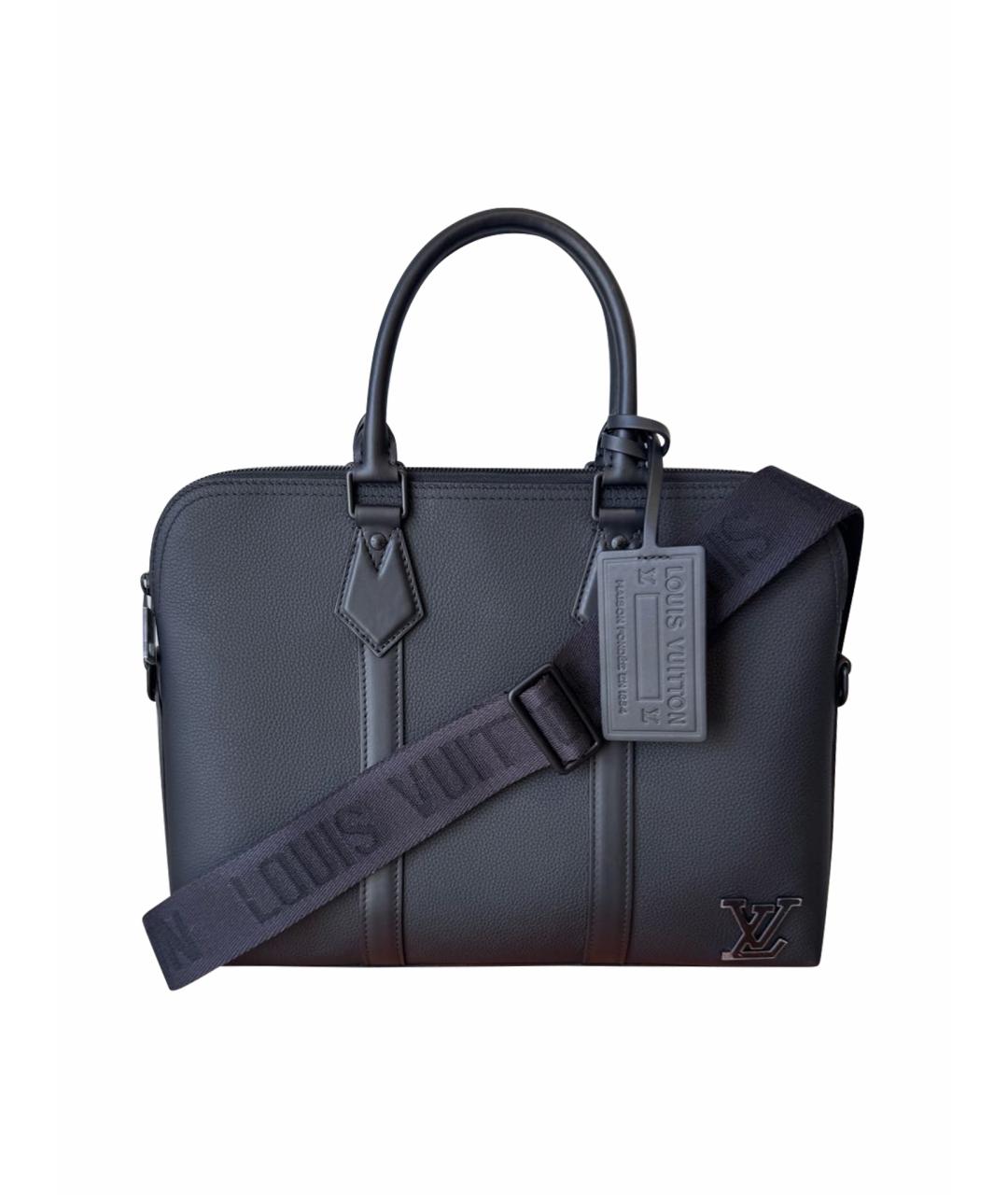 LOUIS VUITTON Черный кожаный портфель, фото 1