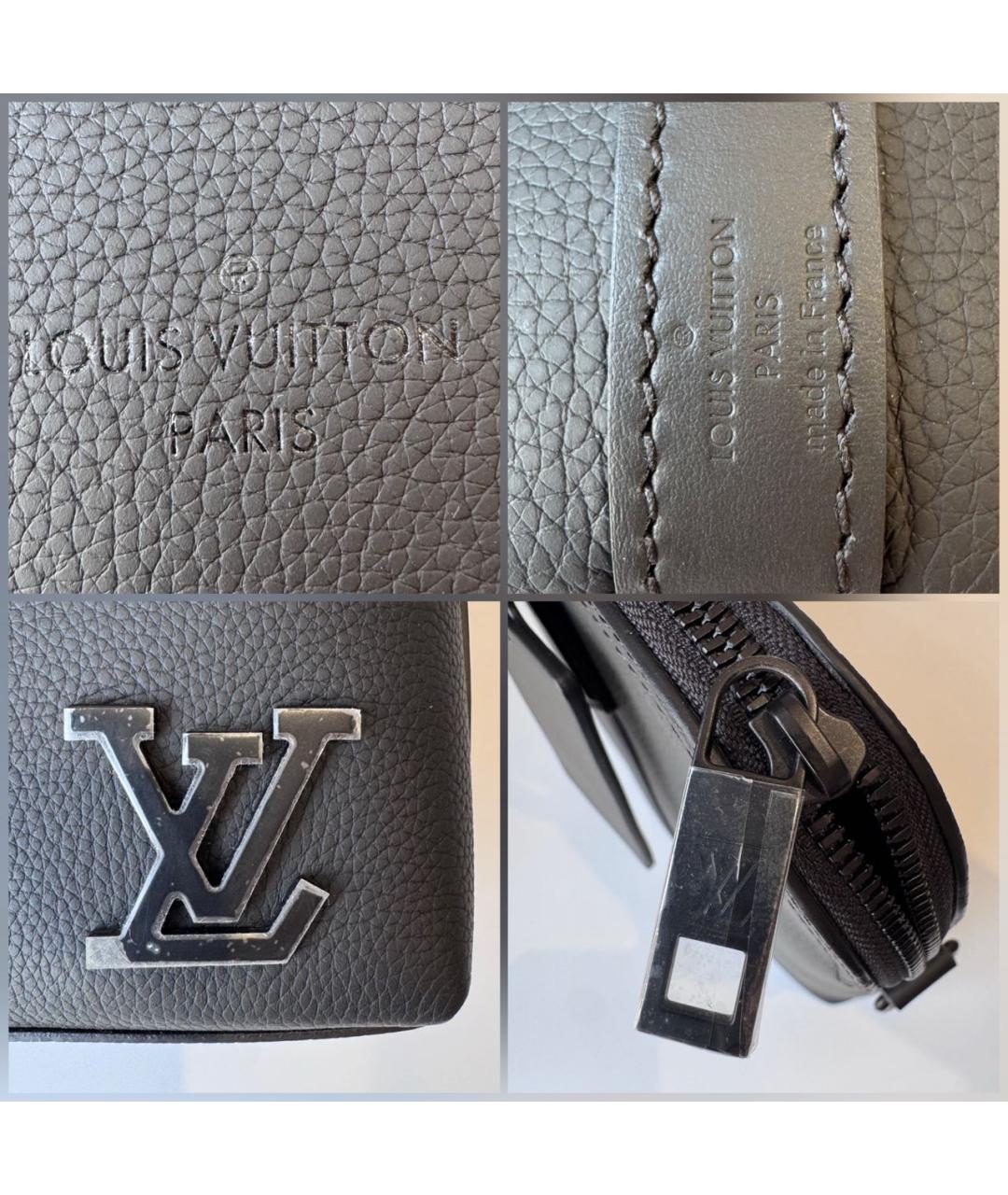 LOUIS VUITTON Черный кожаный портфель, фото 7