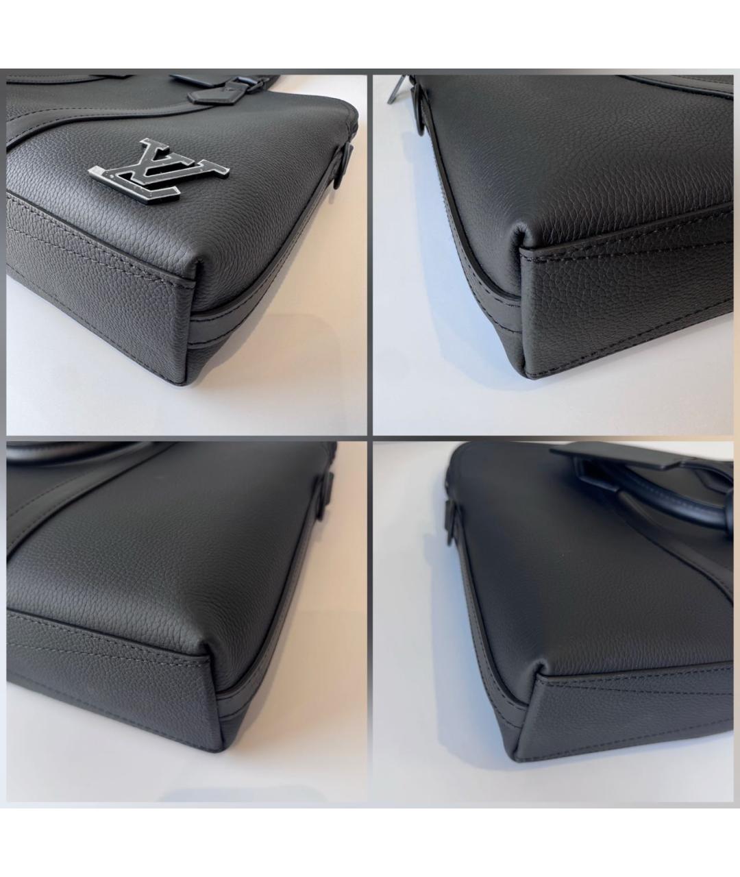 LOUIS VUITTON Черный кожаный портфель, фото 6