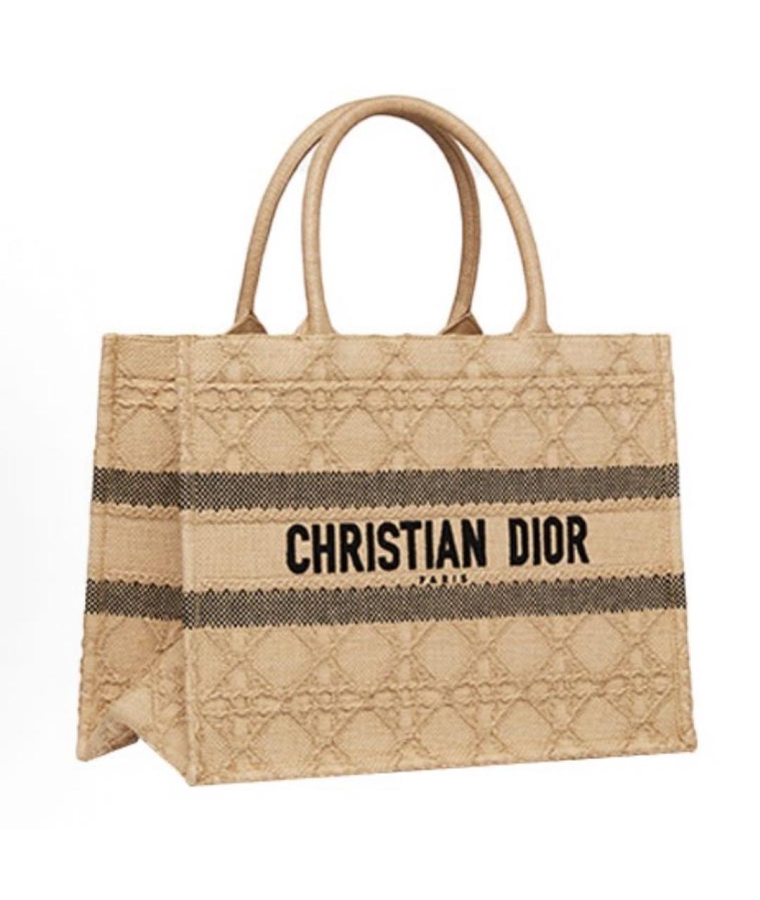 CHRISTIAN DIOR Бежевая жаккардовая сумка тоут, фото 2
