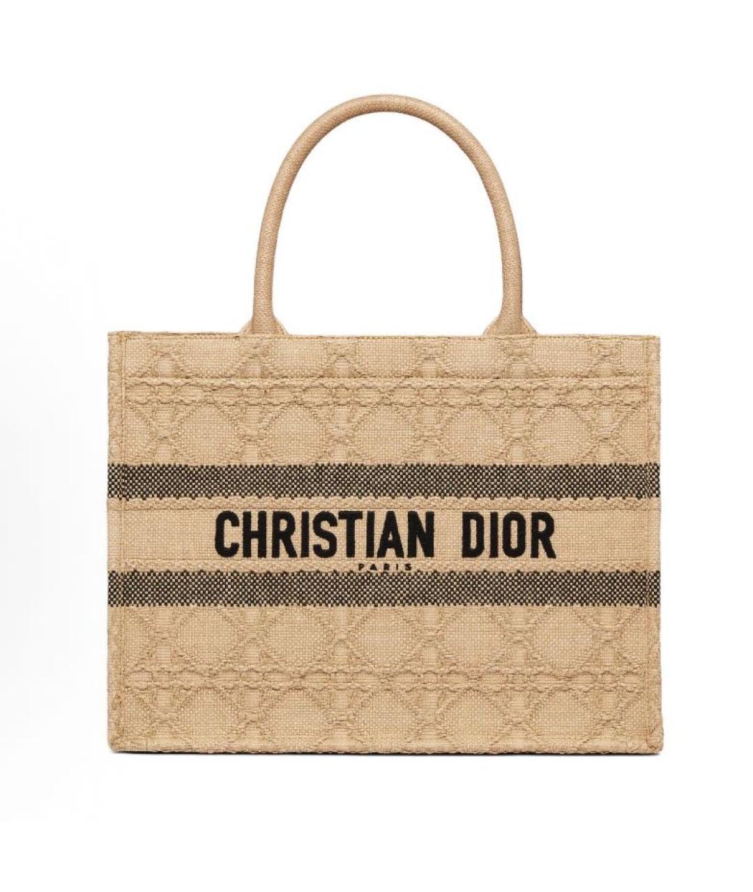 CHRISTIAN DIOR Бежевая жаккардовая сумка тоут, фото 5