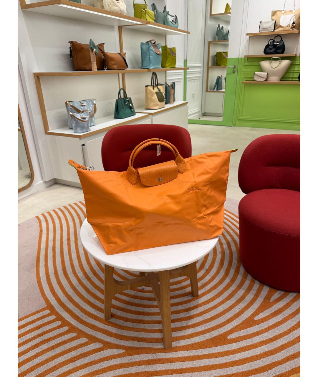 LONGCHAMP Оранжевая синтетическая сумка с короткими ручками, фото 3