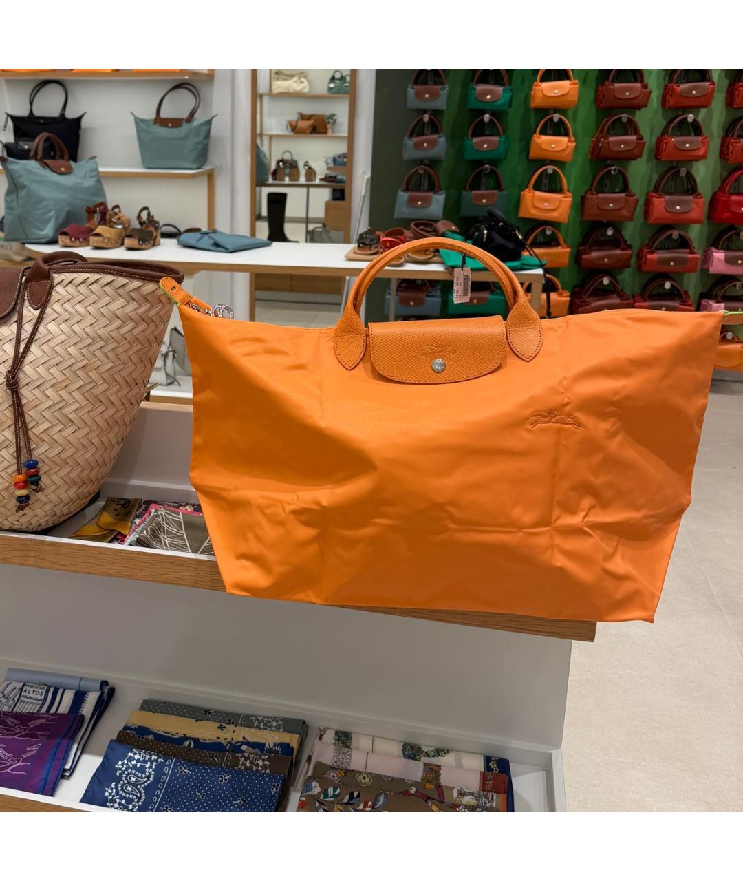 LONGCHAMP Оранжевая синтетическая сумка с короткими ручками, фото 2