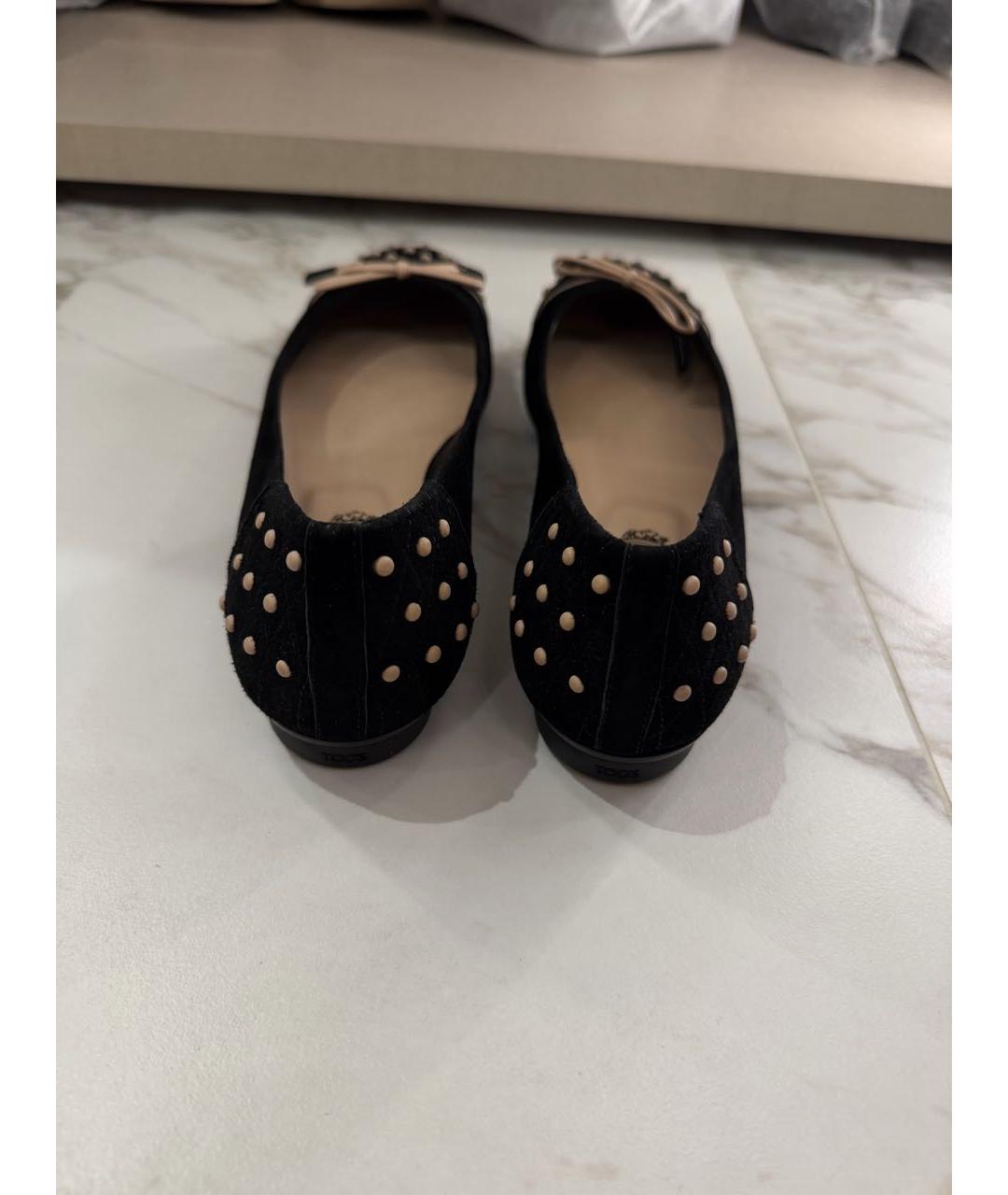 TOD'S Черные замшевые балетки, фото 4