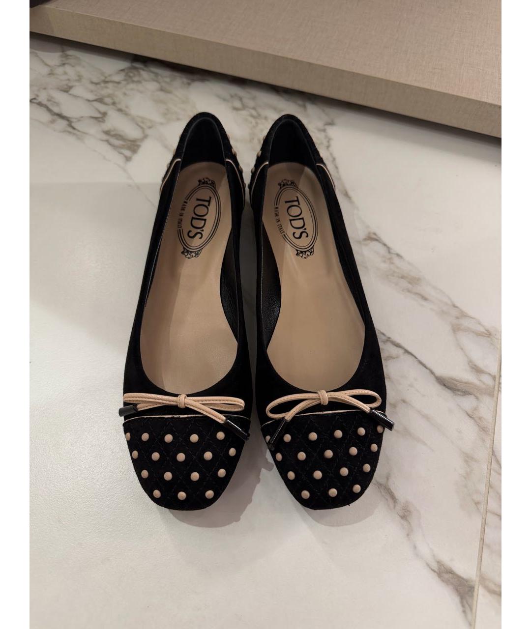 TOD'S Черные замшевые балетки, фото 2
