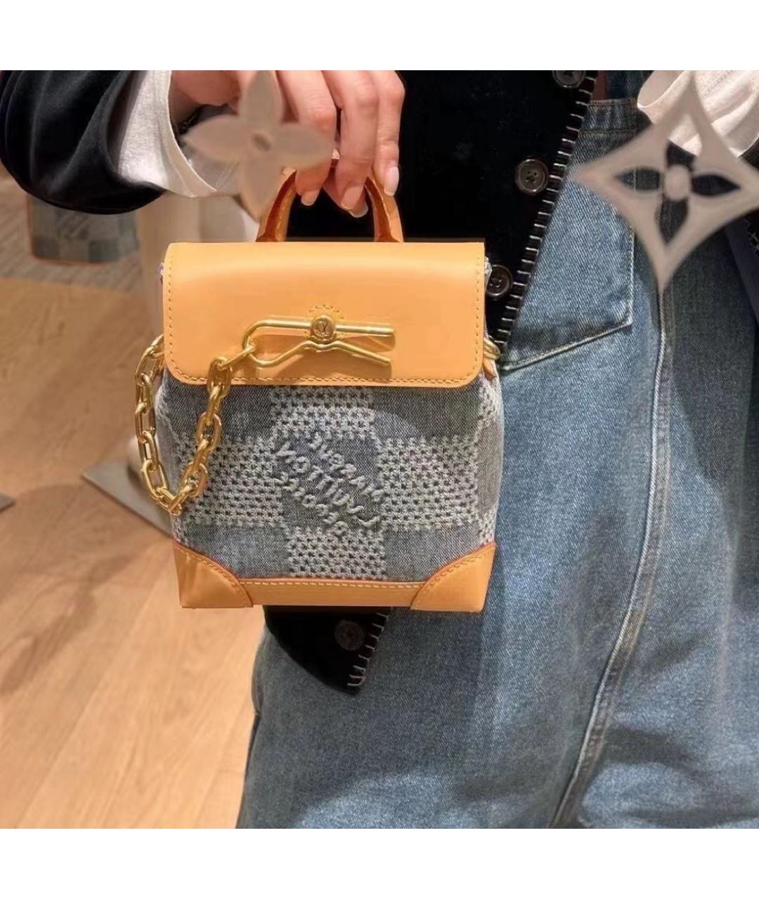 LOUIS VUITTON Голубая деним сумка через плечо, фото 3