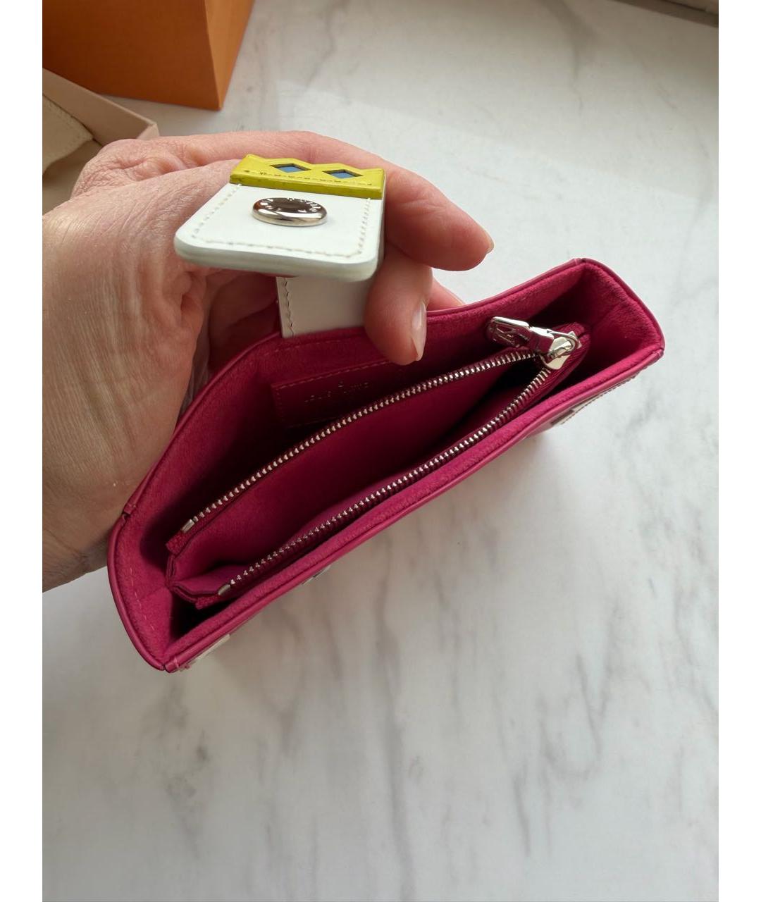 LOUIS VUITTON Розовый кожаный кошелек, фото 4