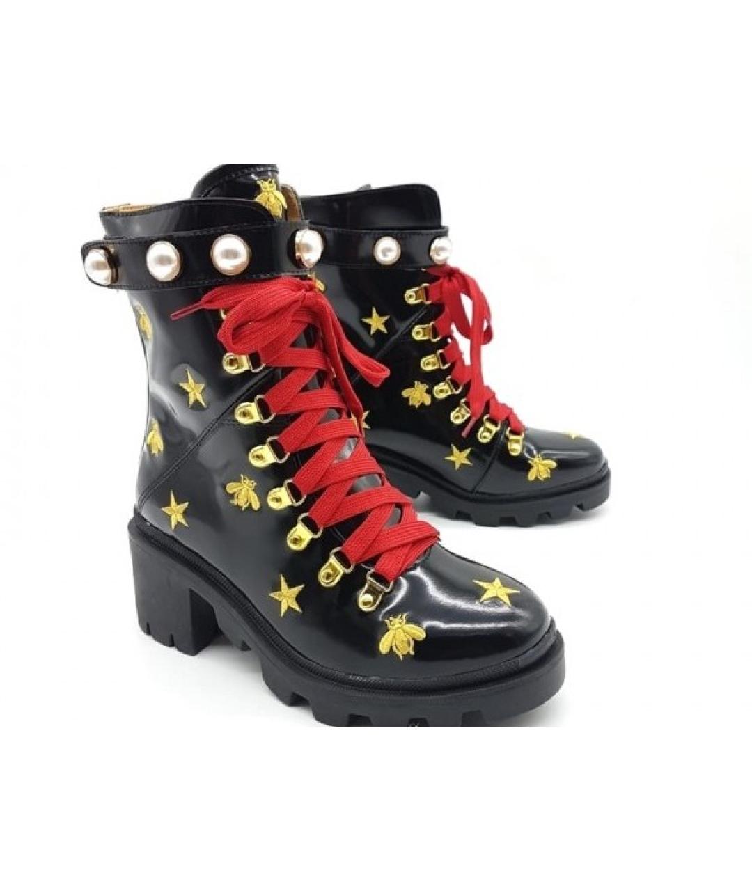 GUCCI Черные ботинки из лакированной кожи, фото 5