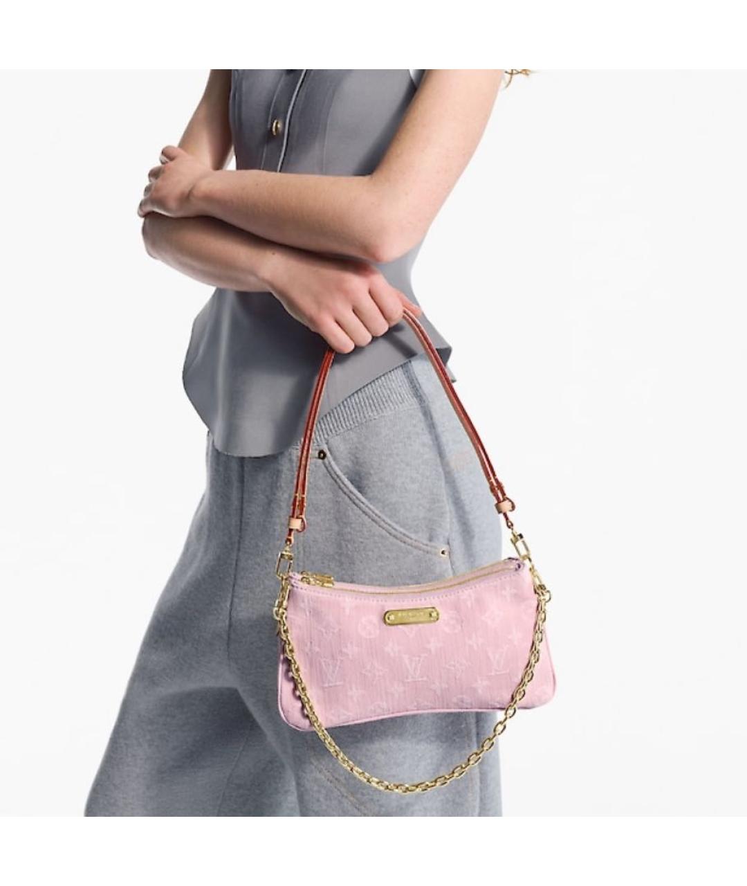 LOUIS VUITTON Розовая деним сумка с короткими ручками, фото 4