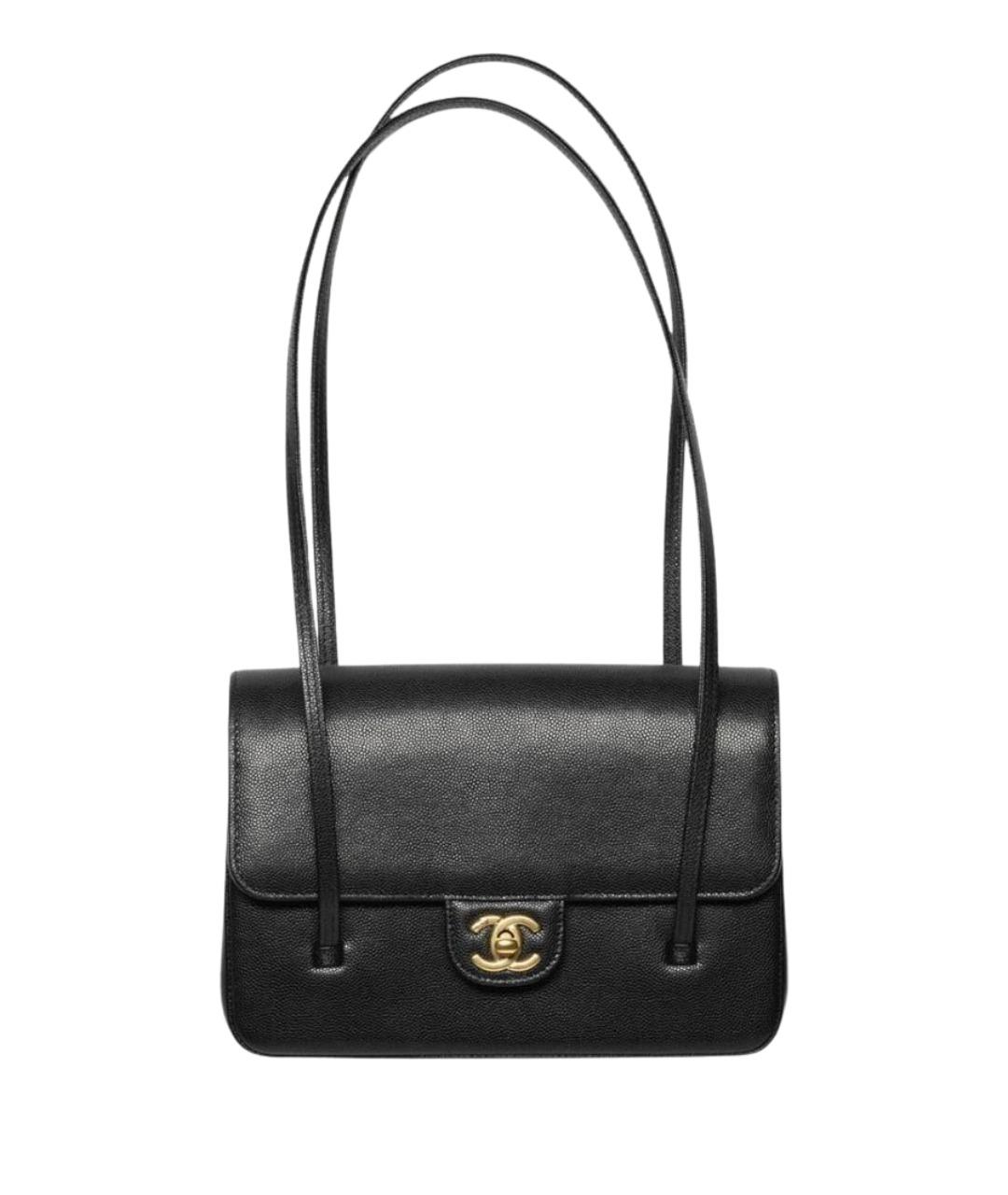 CHANEL Черная кожаная сумка с короткими ручками, фото 1