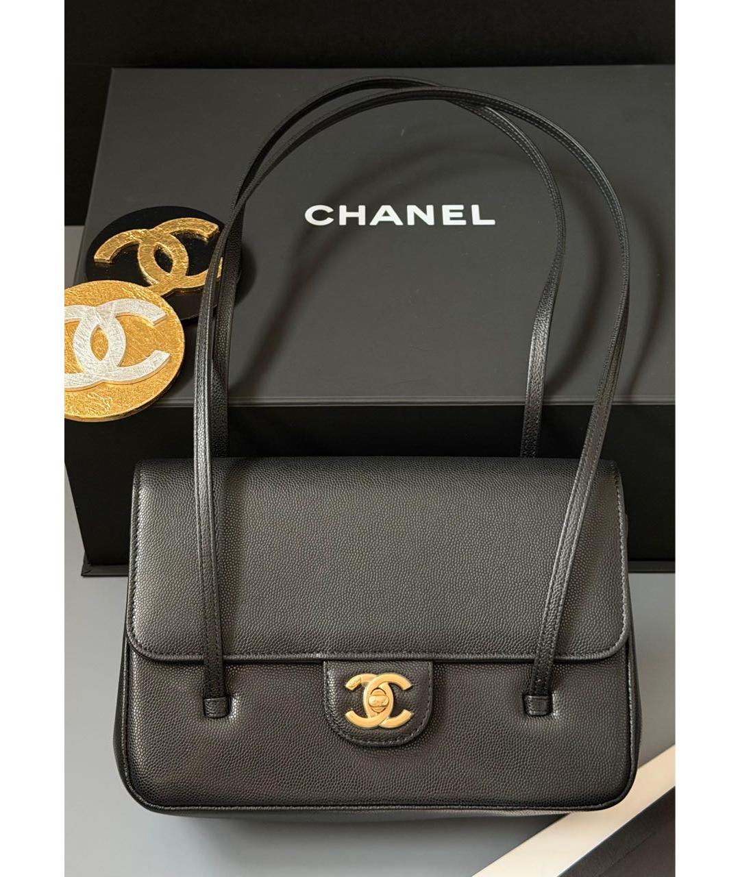 CHANEL Черная кожаная сумка с короткими ручками, фото 2