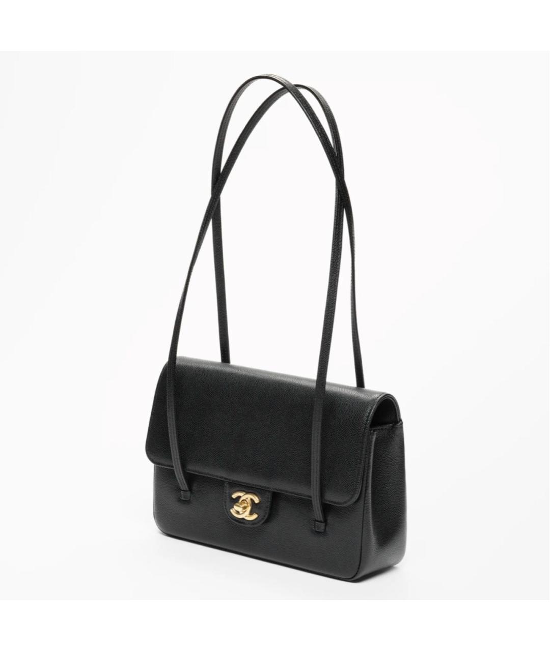 CHANEL Черная кожаная сумка с короткими ручками, фото 3