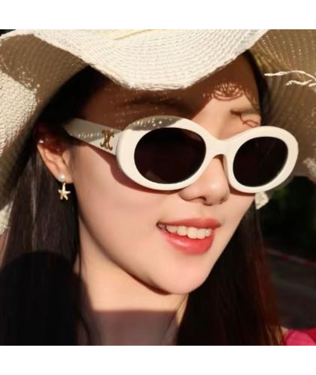 CELINE Белые пластиковые солнцезащитные очки, фото 4
