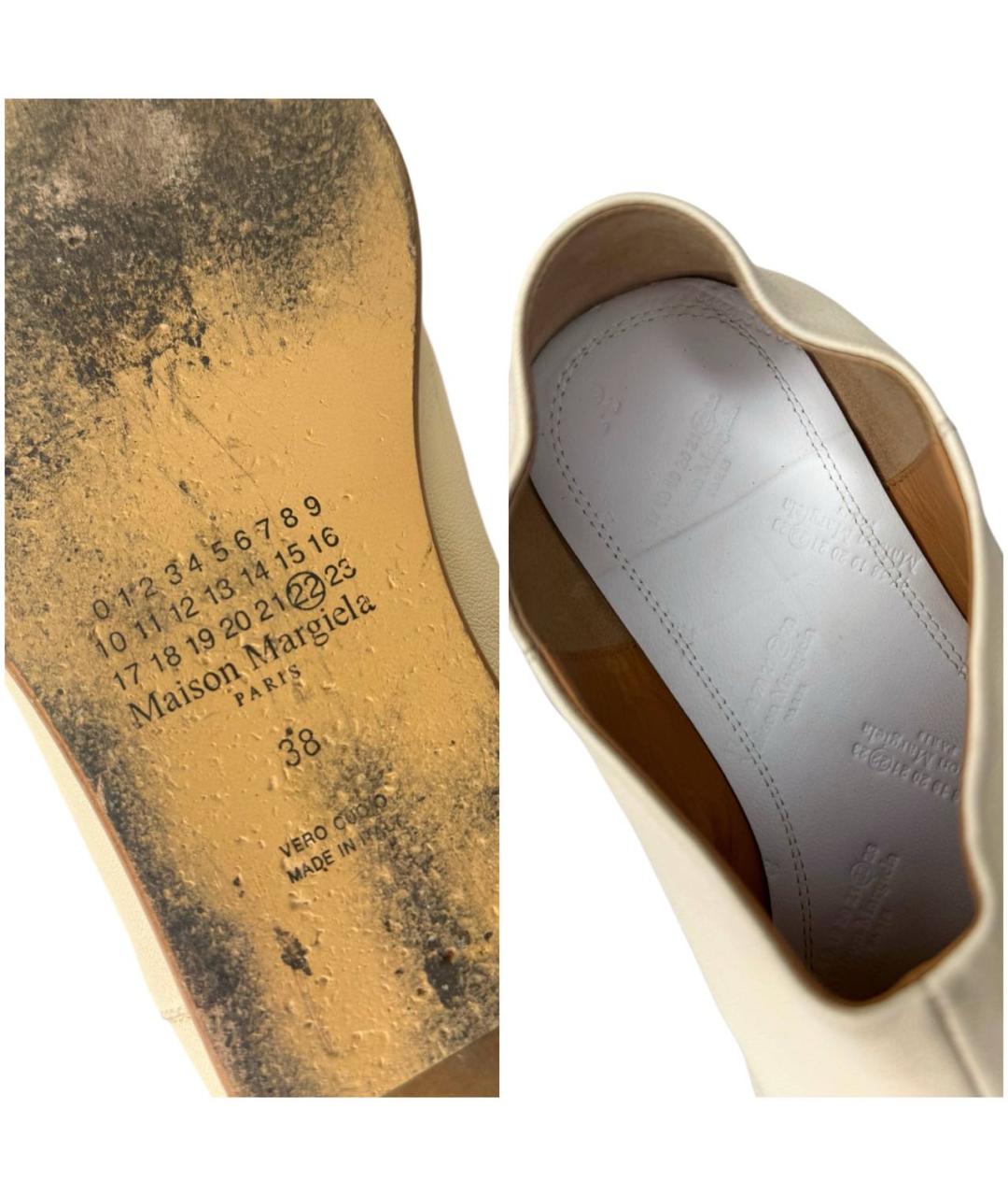 MAISON MARGIELA Бежевые кожаные лоферы, фото 8