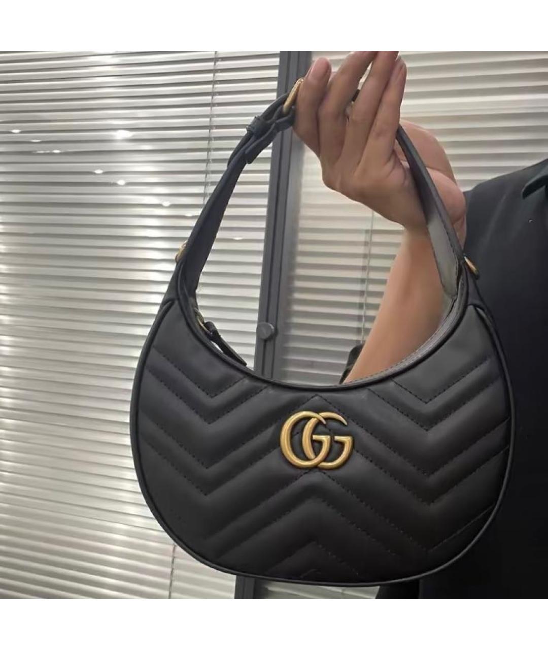 GUCCI Черная кожаная сумка с короткими ручками, фото 4