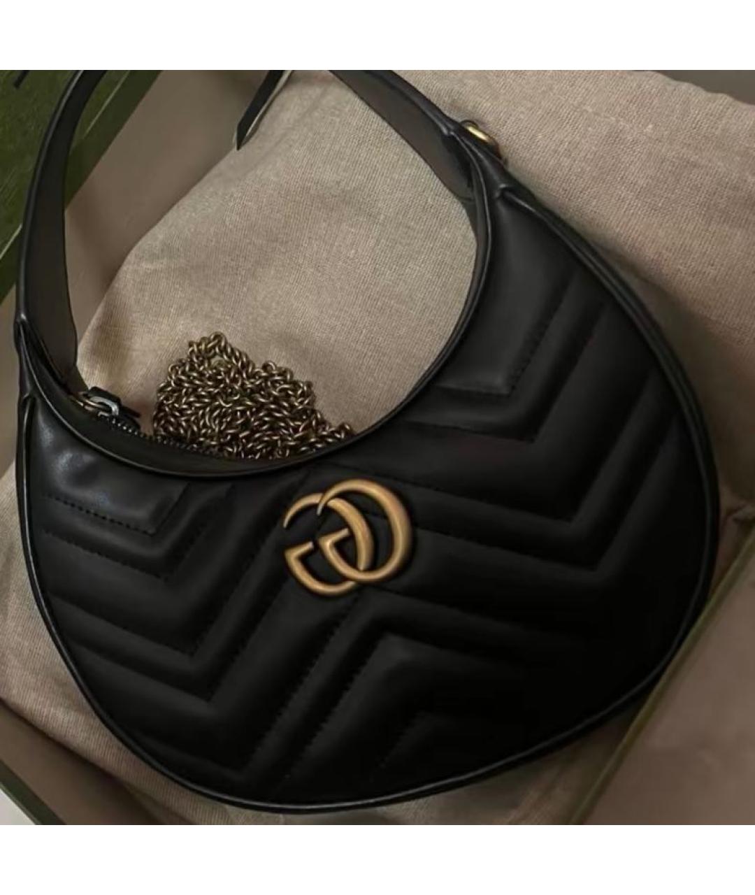 GUCCI Черная кожаная сумка с короткими ручками, фото 3