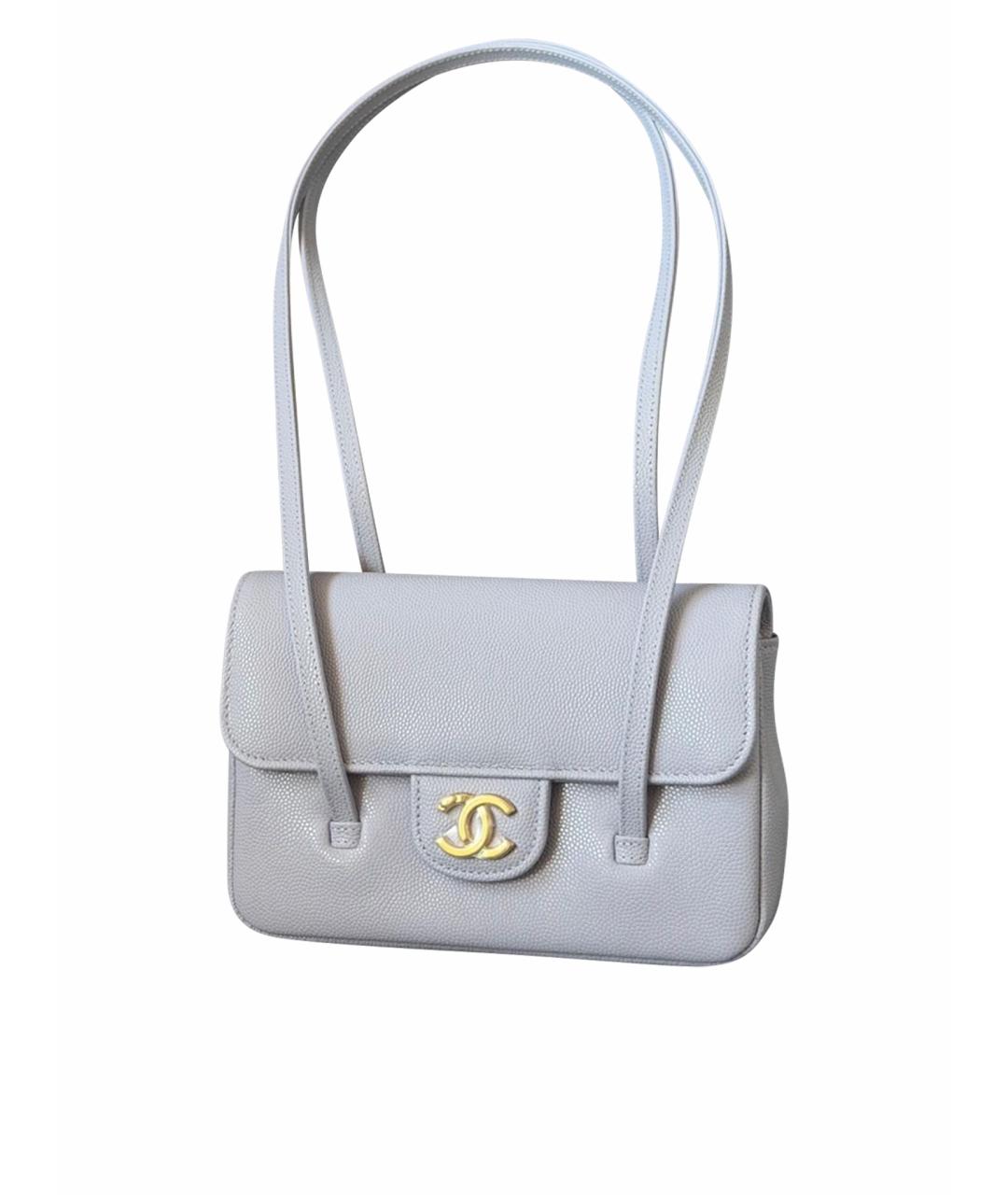 CHANEL Голубая кожаная сумка с короткими ручками, фото 1