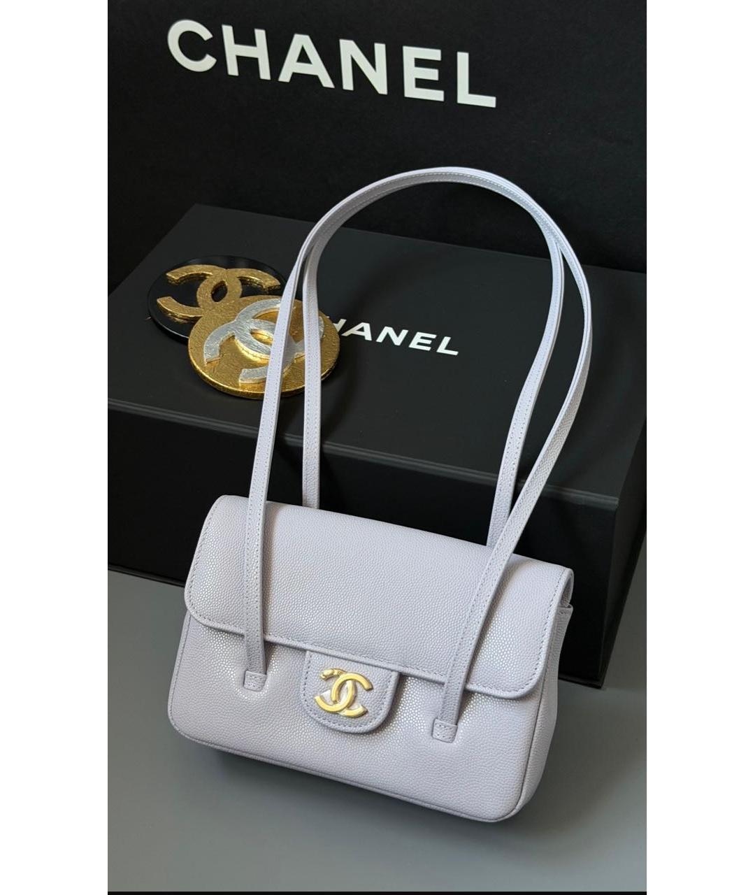 CHANEL Голубая кожаная сумка с короткими ручками, фото 2