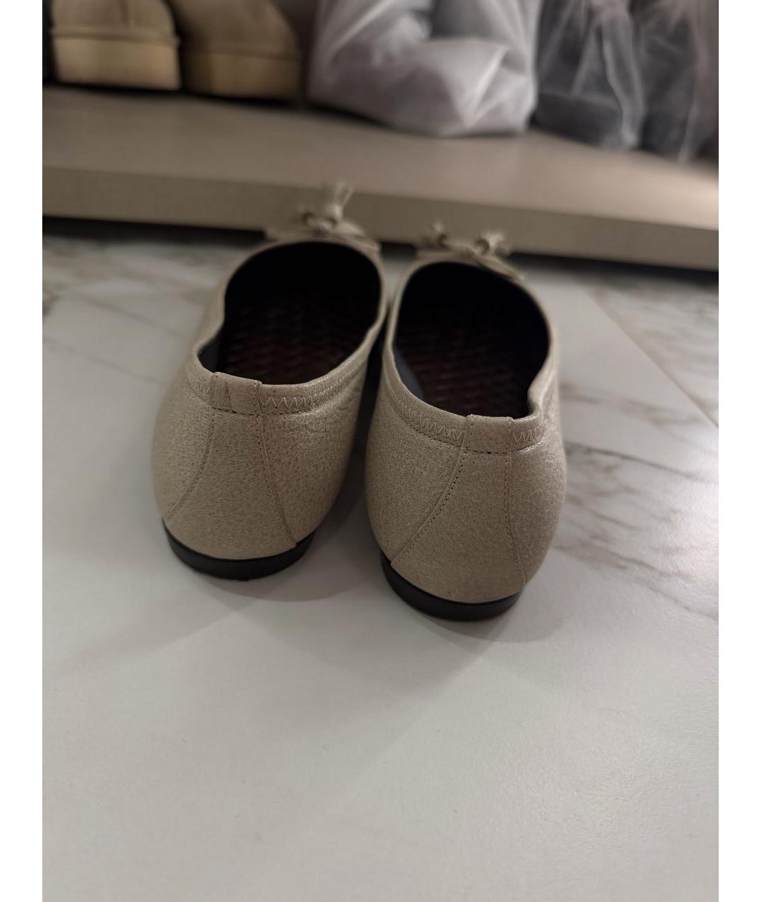 BOTTEGA VENETA Бежевые кожаные балетки, фото 4
