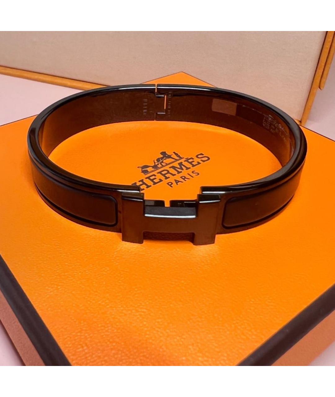 HERMES Антрацитовый металлический браслет, фото 4