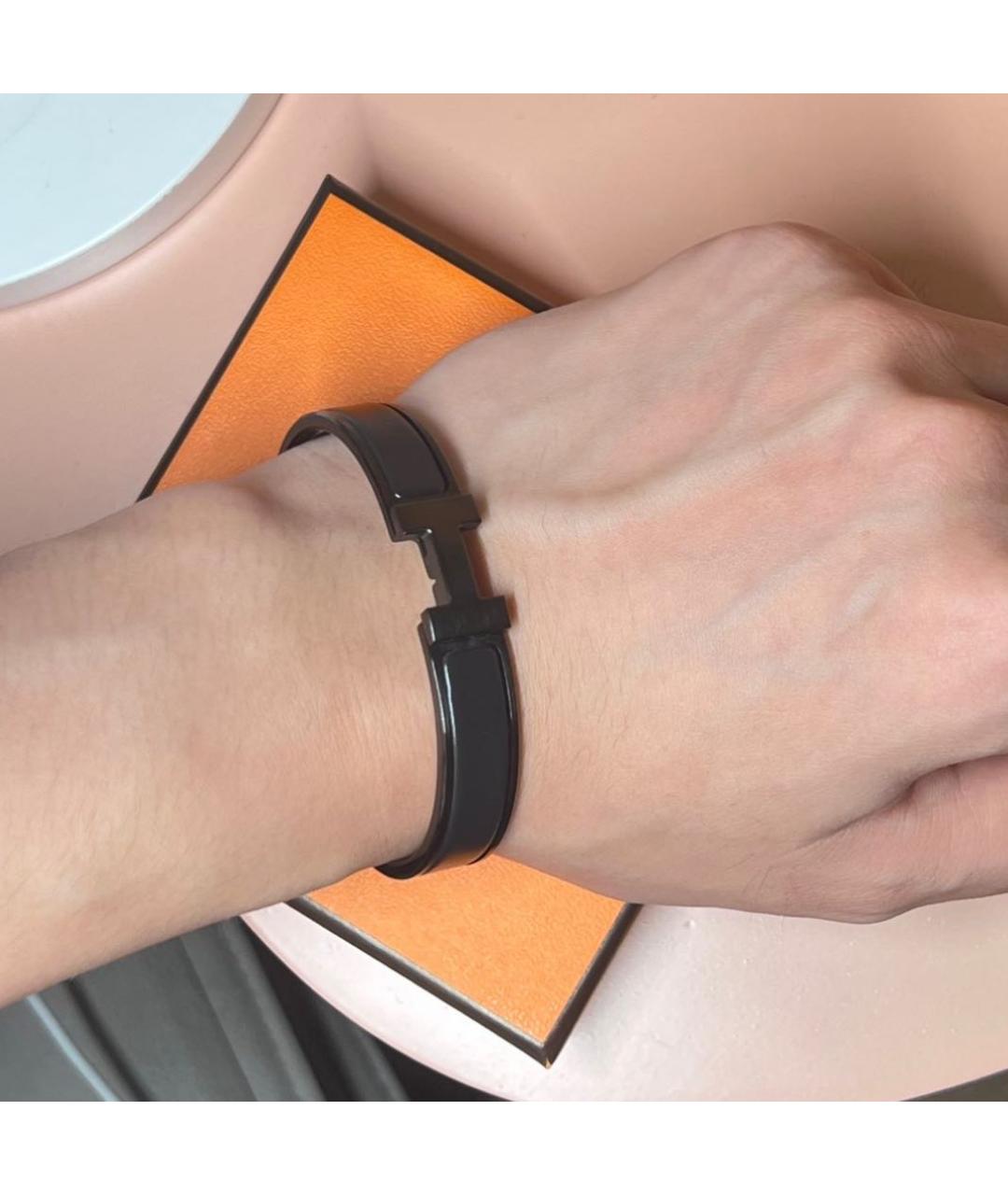 HERMES Антрацитовый металлический браслет, фото 3