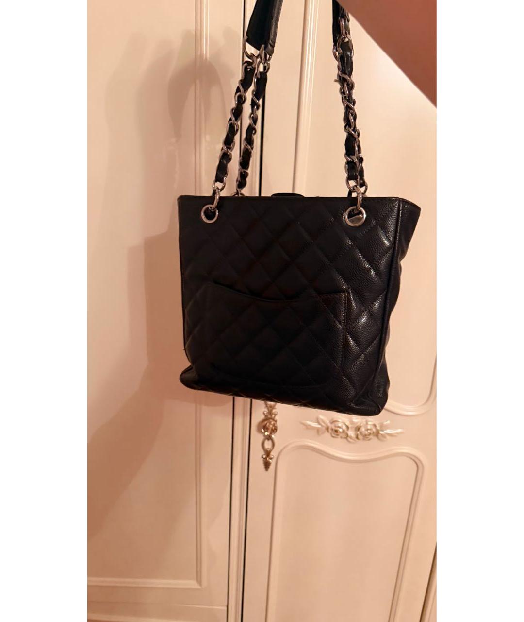 CHANEL Черная кожаная сумка тоут, фото 3